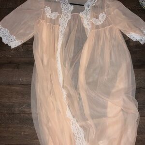 Elegant Lace Trim Sheer Nightgown